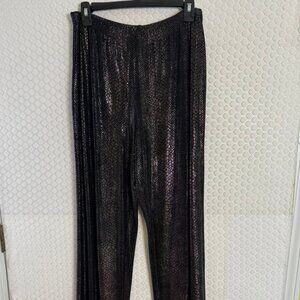 Vtg Wide Leg  Black & Iridescent Subtle Print Stretch Palazzo Pants Sz 12 EUC